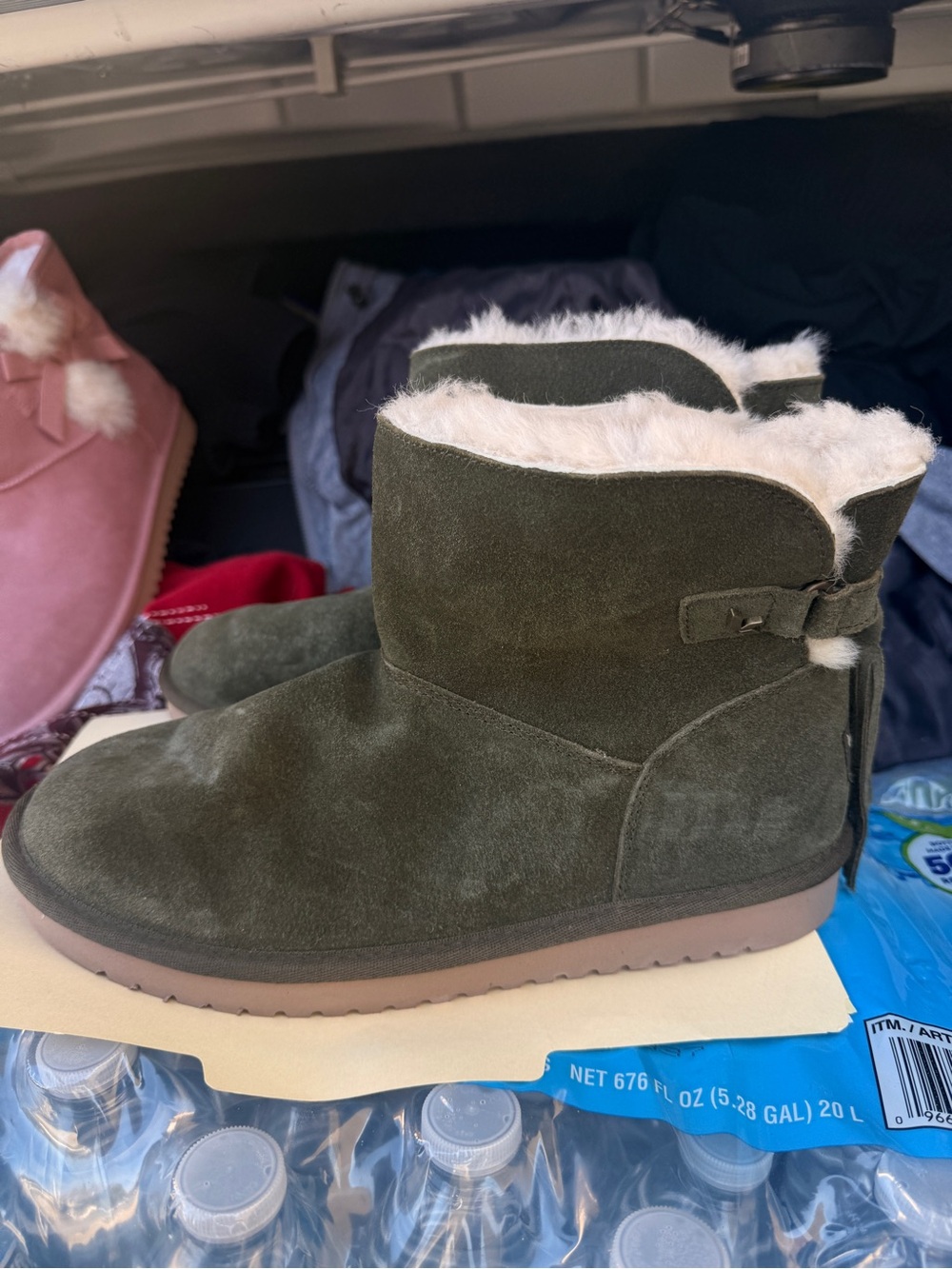 UGG KOOLABURRA Women's Faux-Fur Lined Ankle Winter Boots - Olive Green